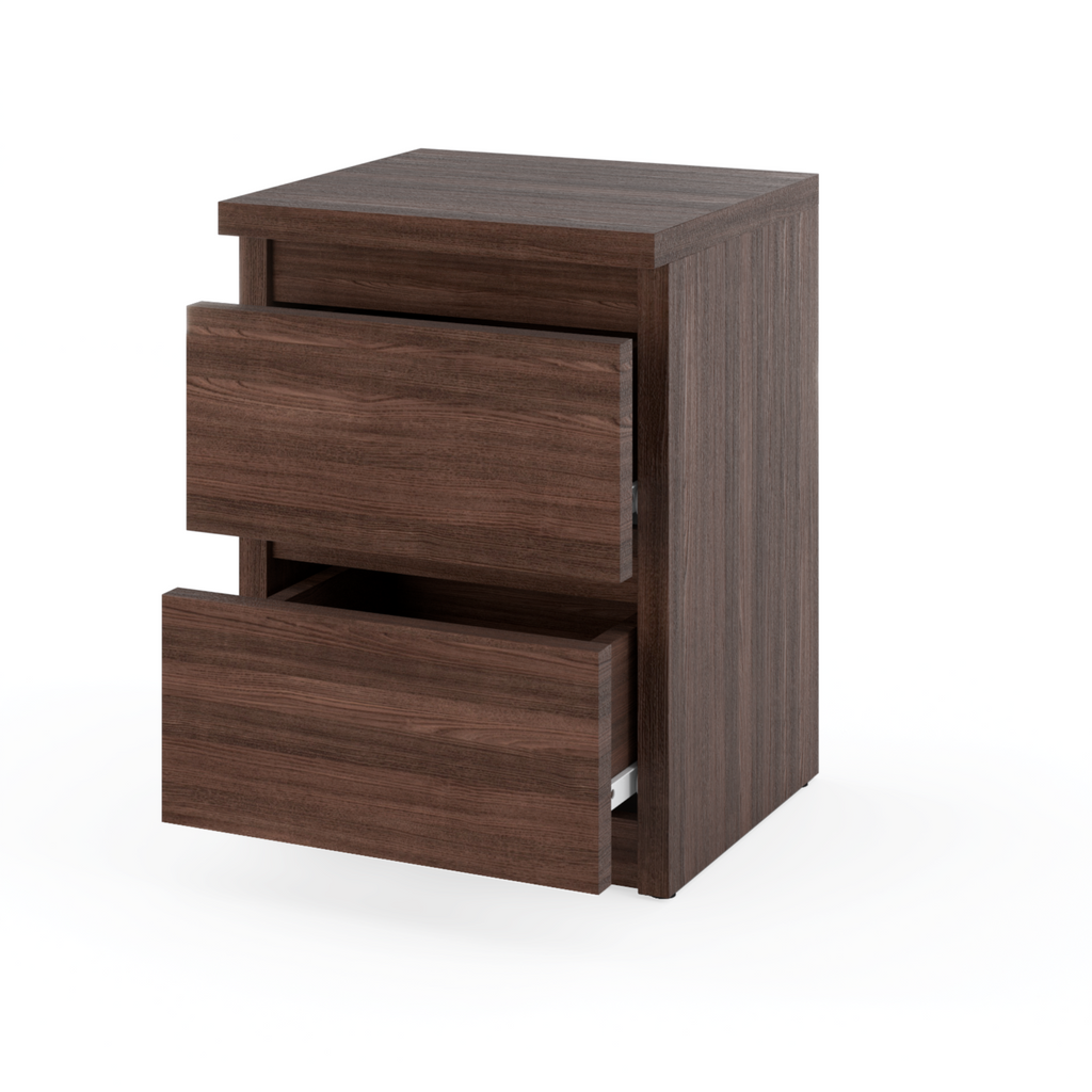 GABRIEL - Bedside Table - Nightstand with 2 drawers - Wenge H40cm W30cm D30cm