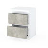 GABRIEL - Bedside Table - Nightstand with 2 drawers - White Matt / Concrete H40cm W30cm D30cm