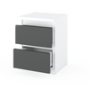 GABRIEL - Bedside Table - Nightstand with 2 drawers - White Matt / Anthracite H40cm W30cm D30cm