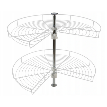 2 Tier Corner Rotating Baskets 3/4 - 690mm - White