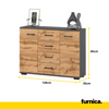 MARK - Chest of 4 Drawers and 2 Doors - Bedroom Dresser Storage Cabinet Sideboard - Anthracite / Wotan Oak H85cm W120cm D35cm