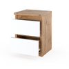 GABRIEL - Bedside Table - Nightstand with 2 drawers - Wotan Oak / White Matt H40cm W30cm D30cm