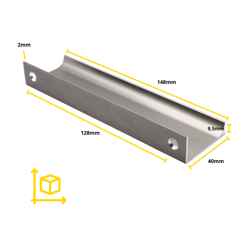 Edge Grip Profile Handle, Brushed Steel, HC 32/96/128mm