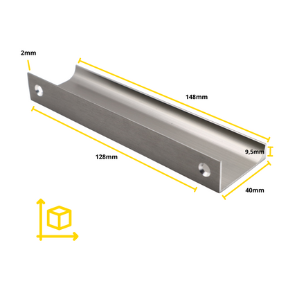 Edge Grip Profile Handle, Brushed Steel, HC 32/96/128mm