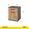 CHRIS - Bedside Table - Nightstand with 1 drawer - Anthracite / Wotan Oak H52cm W40cm D40cm