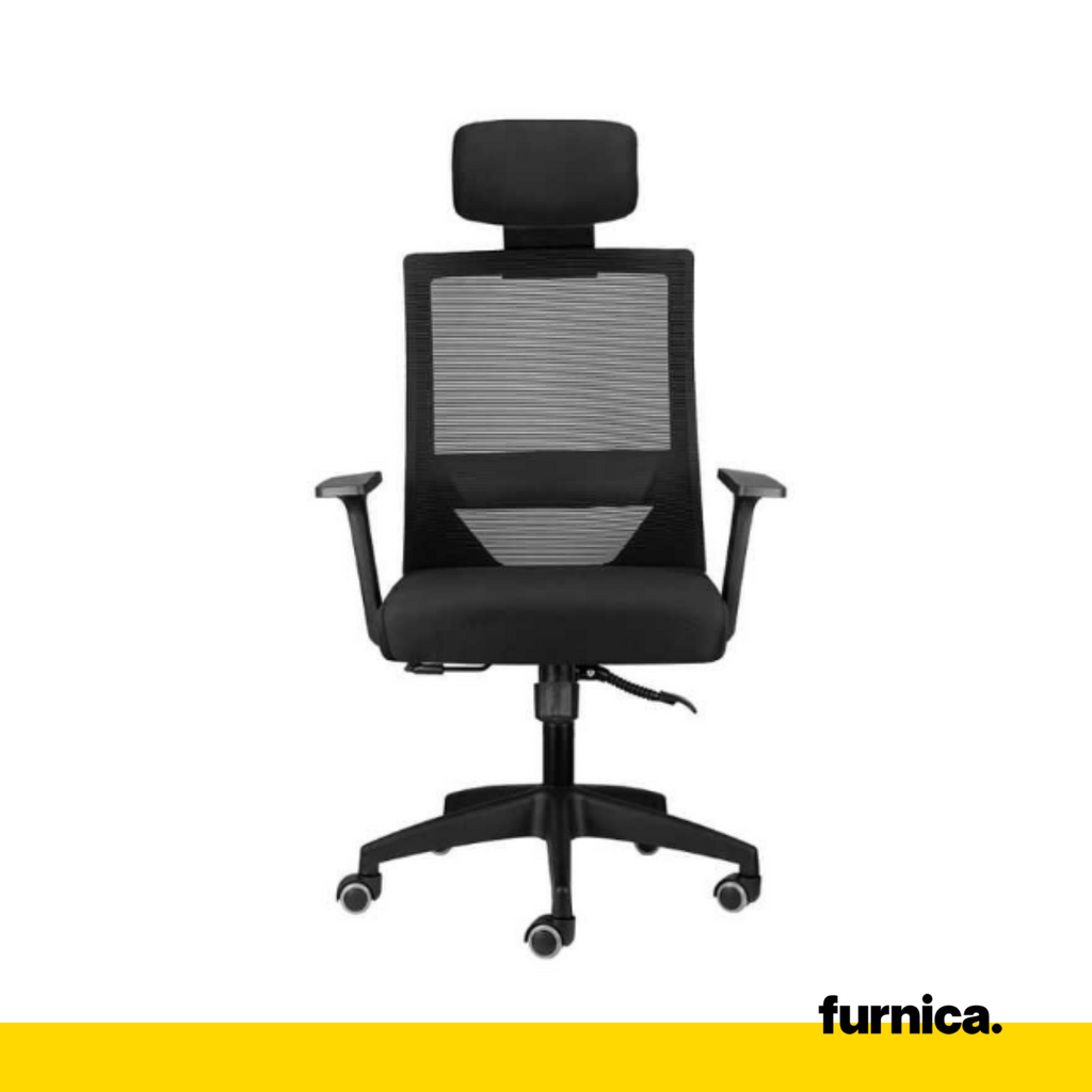 FABIO IV - Office Chair Covered With High-Quality Micro Mesh - Black H125cm W68cm