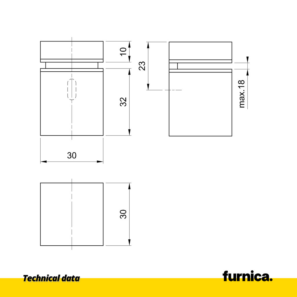 Glass and Plate Holder Rectangular - Chrome Matt