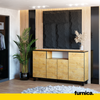 CALVIN - TV Cabinet with 4 Doors - Living Room Storage Sideboard - Lancelot Oak H80cm W140cm D35cm
