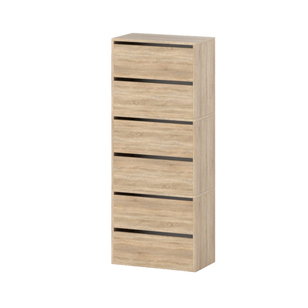 JACK - Shoe Cabinet - 6 Tier Storage - Sonoma Oak H150cm W60cm D36cm