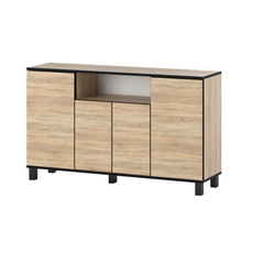 CALVIN - TV Cabinet with 4 Doors - Living Room Storage Sideboard - Sonoma Oak H80cm W140cm D35cm