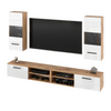 MIRANDA - Hanging TV Unit Set - 4 Cabinets - Wotan Oak / White Gloss