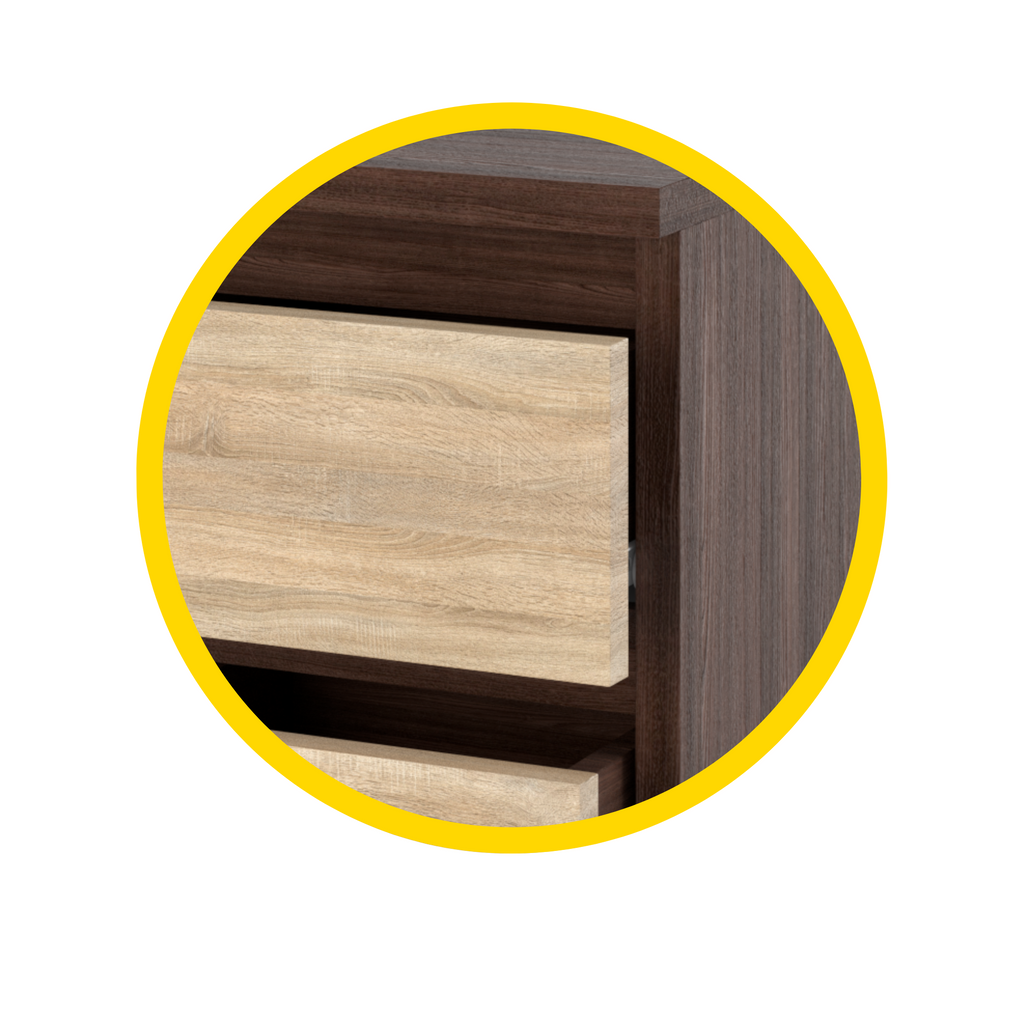 GABRIEL - Bedside Table - Nightstand with 2 drawers - Wenge / Sonoma Oak H40cm W30cm D30cm