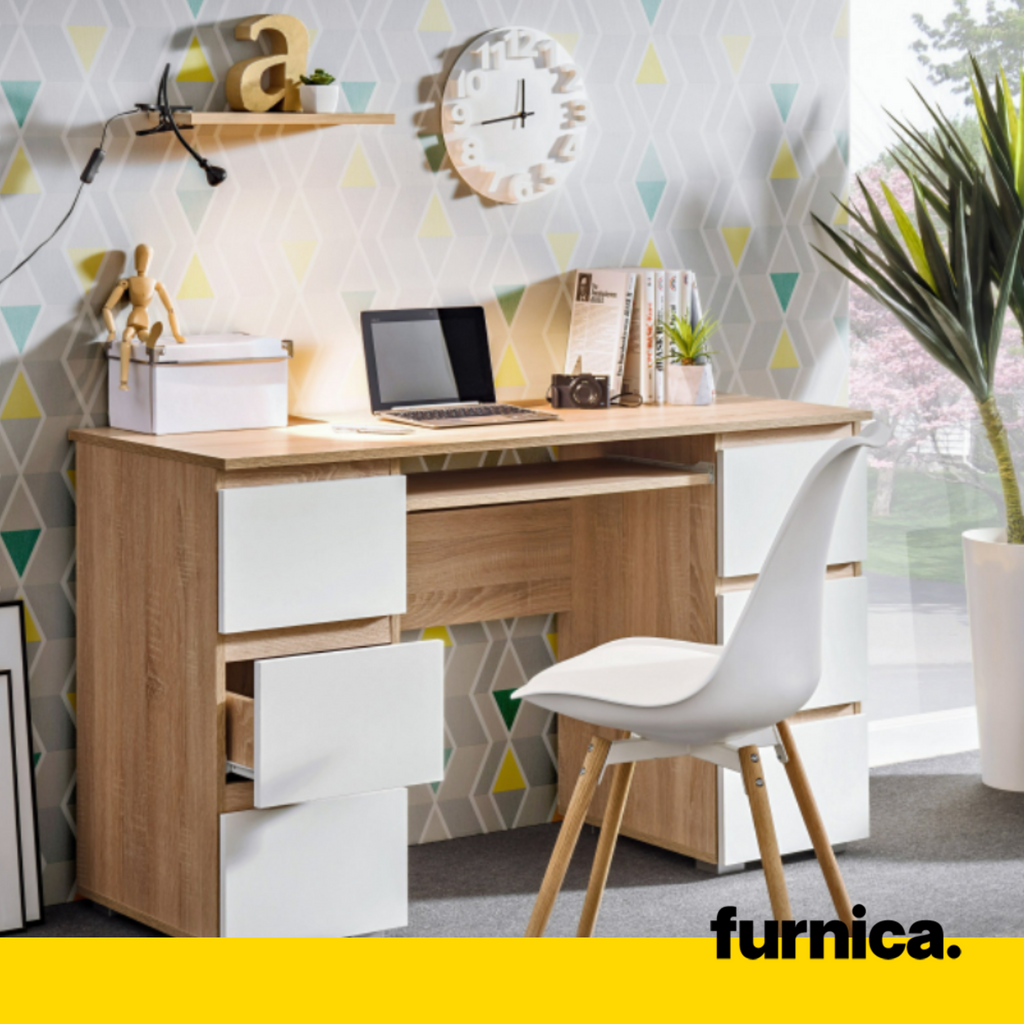 Oak computer desk hot sale with keyboard tray