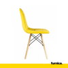 FABRIZIO - Quilted Velour Velvet Dining / Office Chair with Wooden Legs - Yellow
