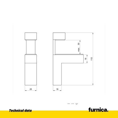 Glass and Plate holder L shaped III - Stainless Steel