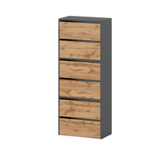 JACK - Shoe Cabinet - 6 Tier Storage - Anthracite / Wotan Oak H150cm W60cm D36cm