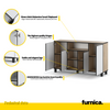 CALVIN - TV Cabinet with 4 Doors - Living Room Storage Sideboard - Sonoma Oak / White Matt H80cm W140cm D35cm