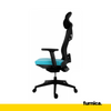 FILIPPO II - Office Chair Covered With High-Quality Micro Mesh - Black/Blue H129cm W68cm