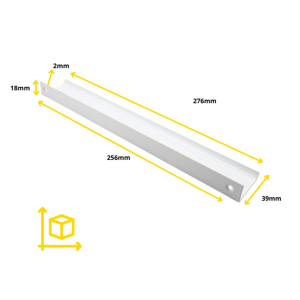 Edge Grip Profile Handle 256mm (276mm total length) - White