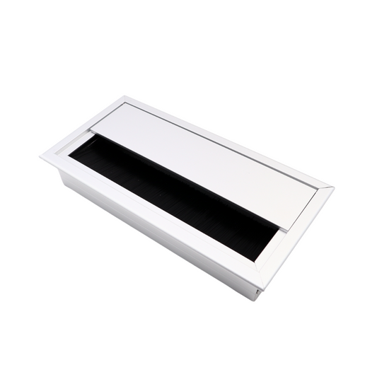 Rectangular Aluminum Cable Grommet 160x80mm, Silver