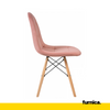 FABRIZIO - Quilted Velour Velvet Dining / Office Chair with Wooden Legs - Pink