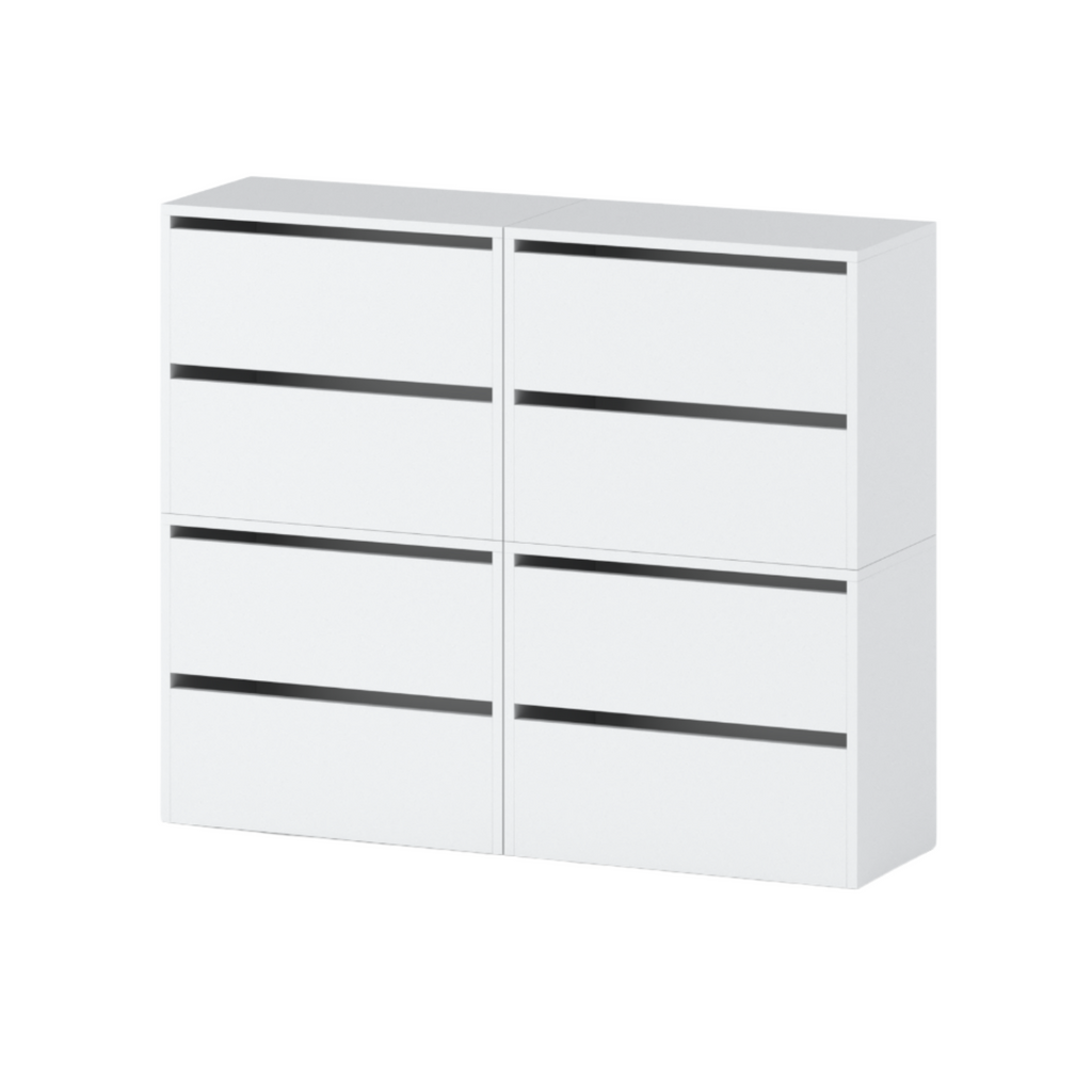 JACK - Shoe Cabinet - 8 Tier Storage - White Matt H100cm W120cm D36cm