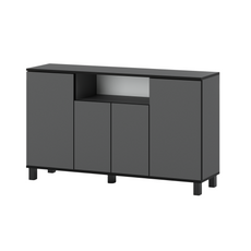 CALVIN - TV Cabinet with 4 Doors - Living Room Storage Sideboard - Anthracite Grey H80cm W140cm D35cm