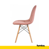 FABRIZIO - Quilted Velour Velvet Dining / Office Chair with Wooden Legs - Pink