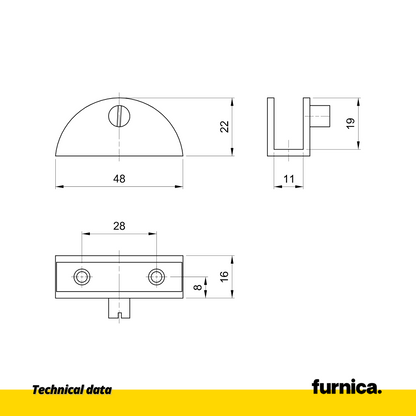 Glass shelf holder semicircular II - Chrome