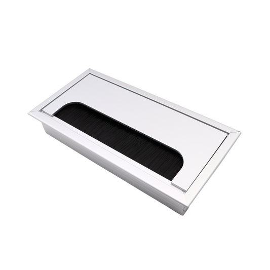 Rectangular Aluminum Cable Grommet 160x80mm, Silver "Wave"