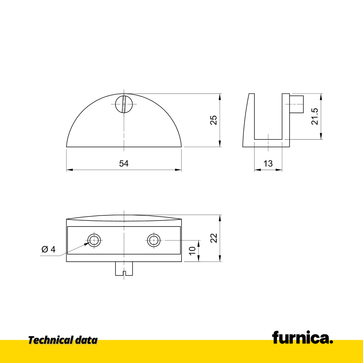 Glass shelf holder semicircular III - Satin (2) – Furnica