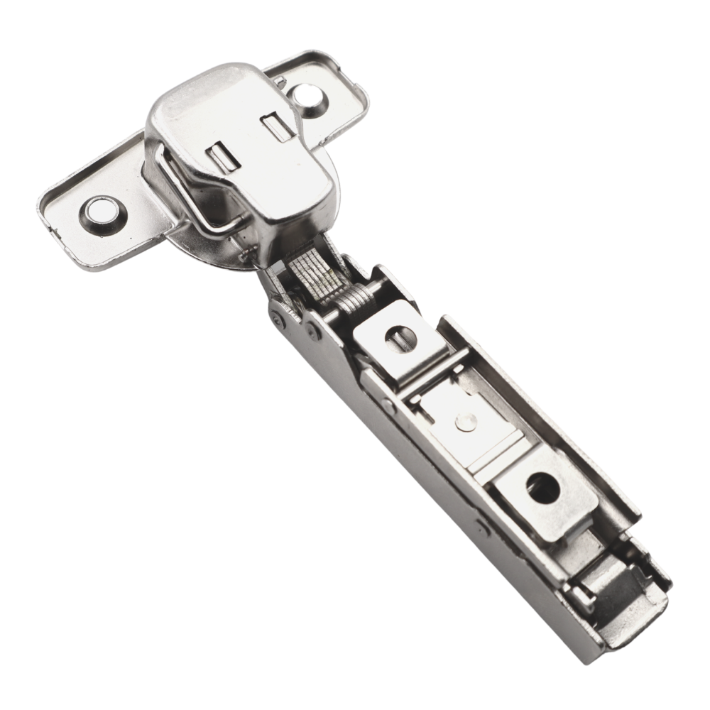 4D 110° Soft-Close Hinge, H0 Invisible Mounting Plate with EURO Screws and Covers, Overlay Doors