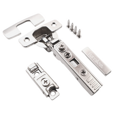 4D 110° Soft-Close Hinge, H0 Invisible Mounting Plate with EURO Screws and Covers, Overlay Doors