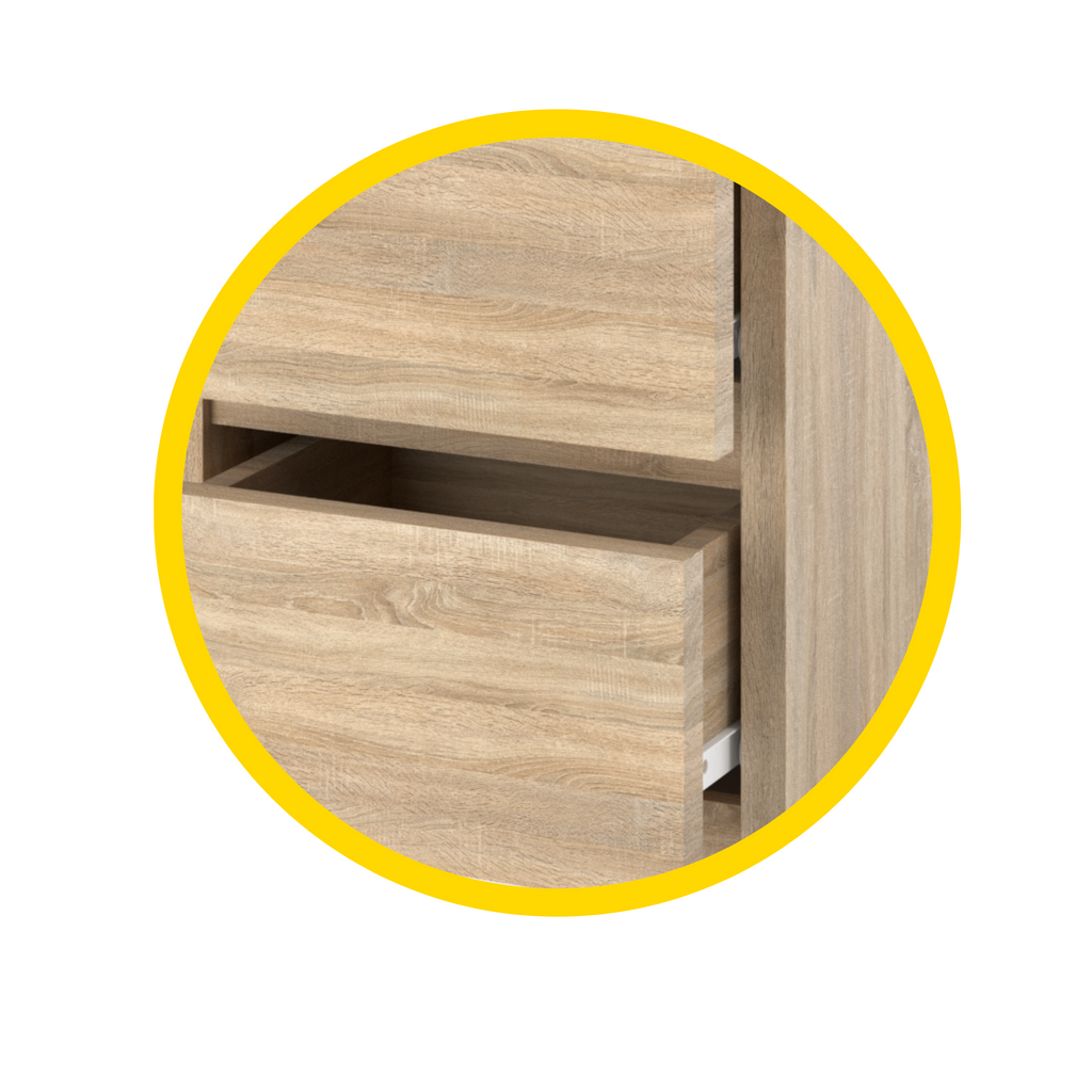 GABRIEL Bedside Table Nightstand with 2 drawers Sonoma Oak