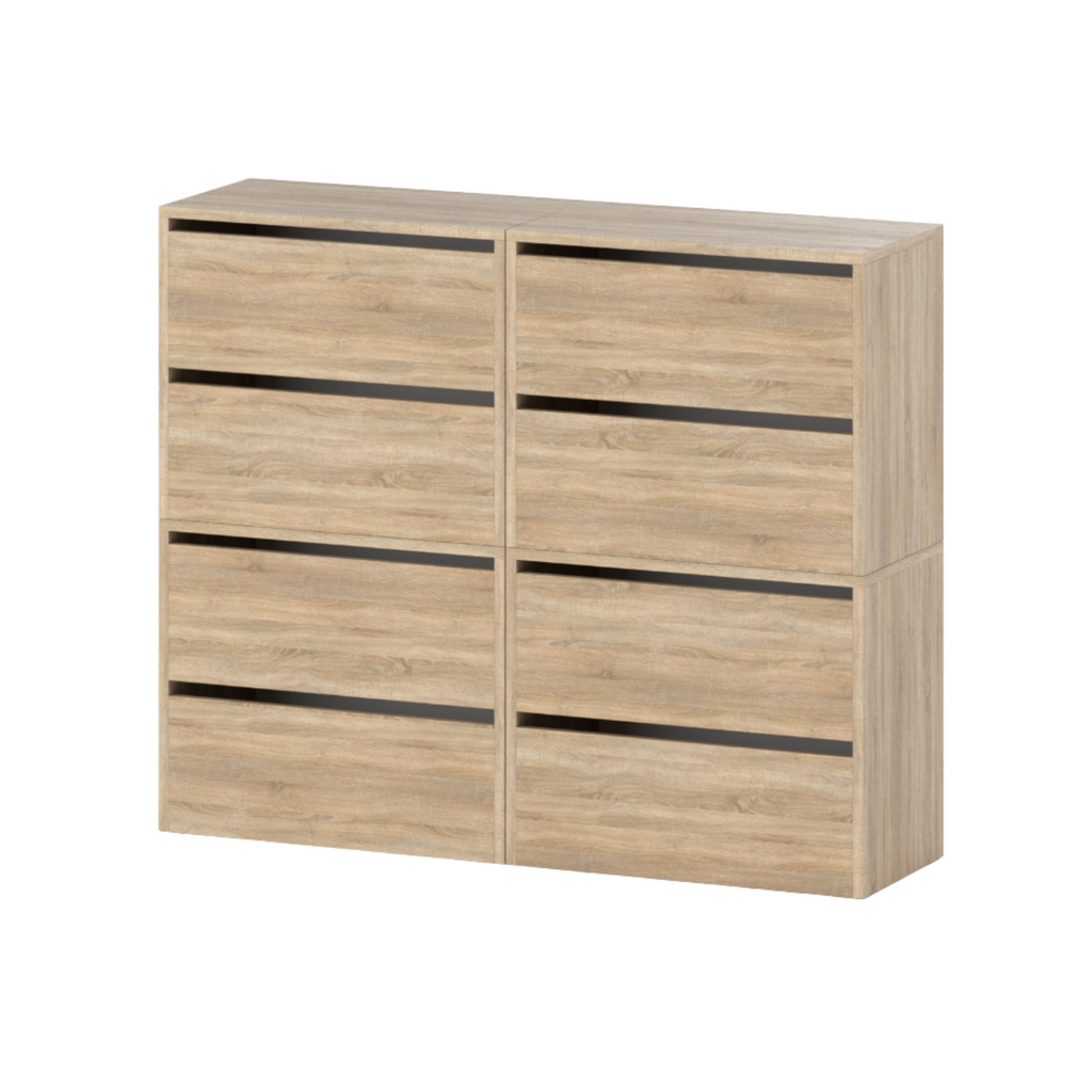 JACK - Shoe Cabinet - 8 Tier Storage - Sonoma Oak H100cm W120cm D36cm