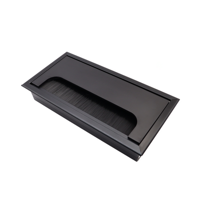 Rectangular Aluminum Cable Grommet 160x80mm, Black "Wave" – Furnica