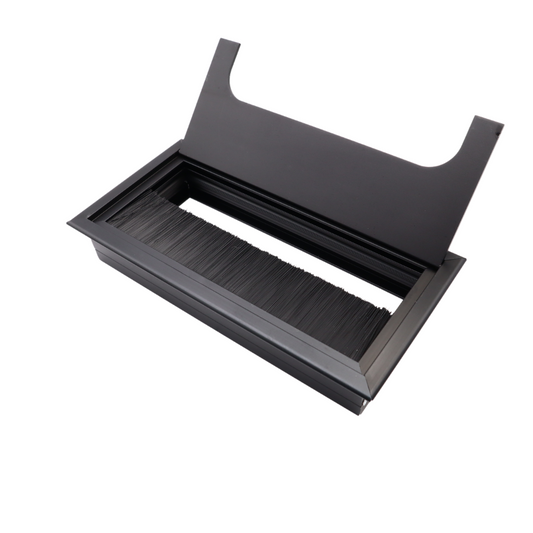 Rectangular Aluminum Cable Grommet 160x80mm, Black "Wave"