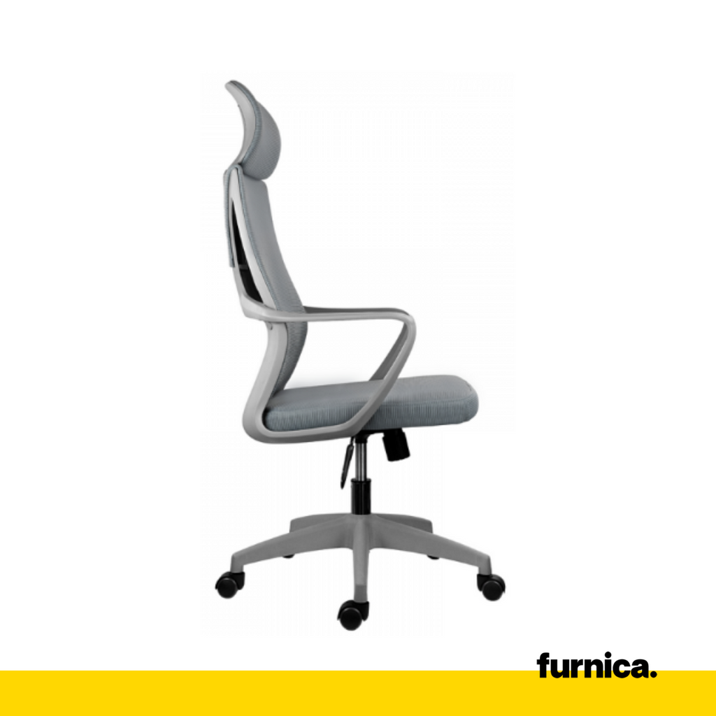FEDERICO - Quilted Office Chair Covered With High-Quality Micro Mesh - Gray H123cm W65cm