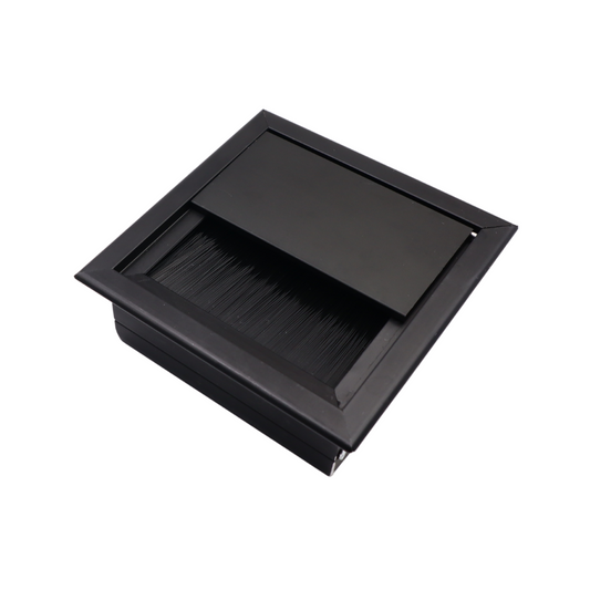 Square Aluminum Cable Grommet 80x80mm, Black
