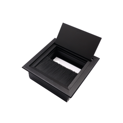 Square Aluminum Cable Grommet 80x80mm, Black