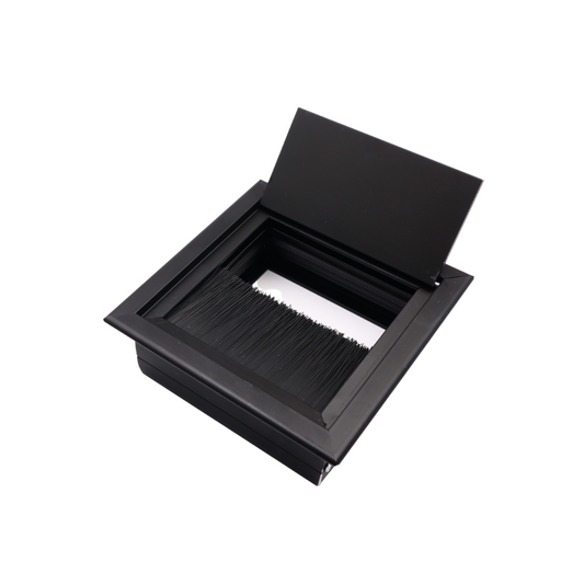 Square Aluminum Cable Grommet 80x80mm, Black