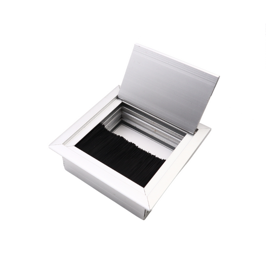 Square Aluminum Cable Grommet 80x80mm, Silver