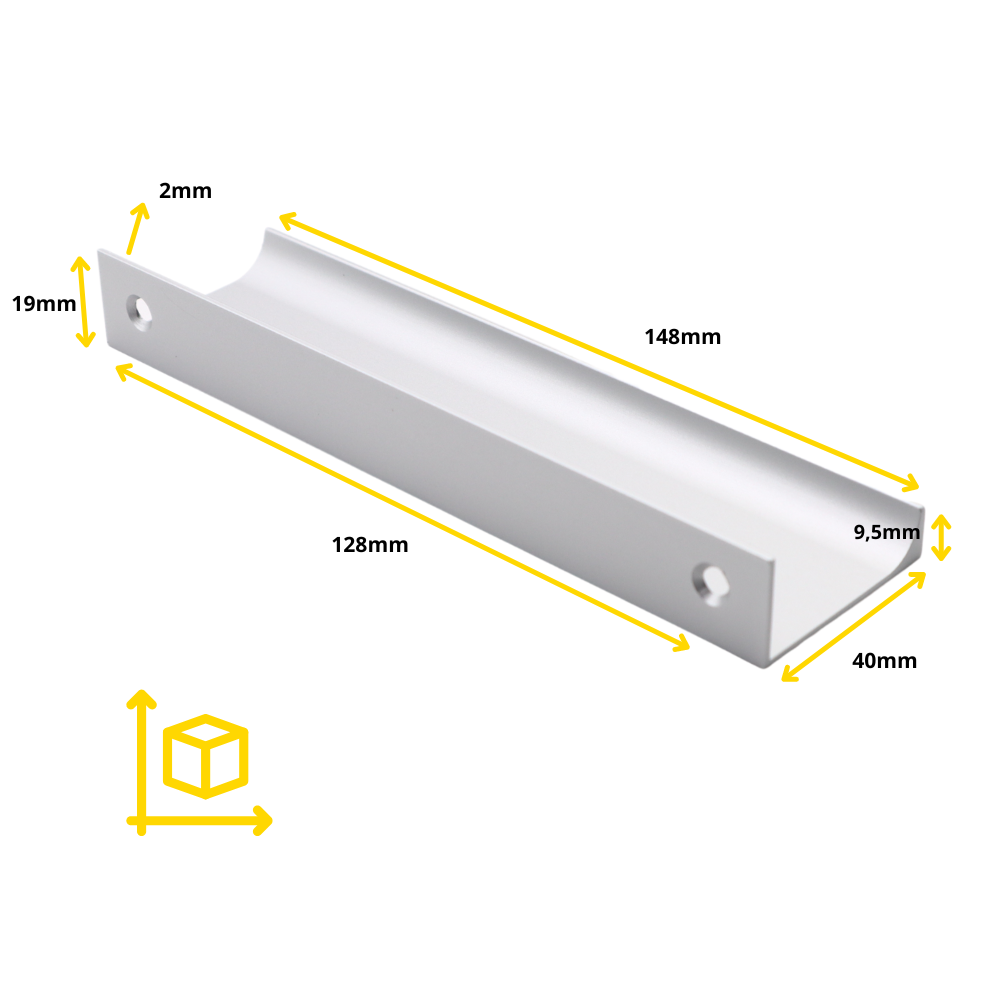 Edge Grip Profile Handle, Aluminum, HC 32/96/128mm