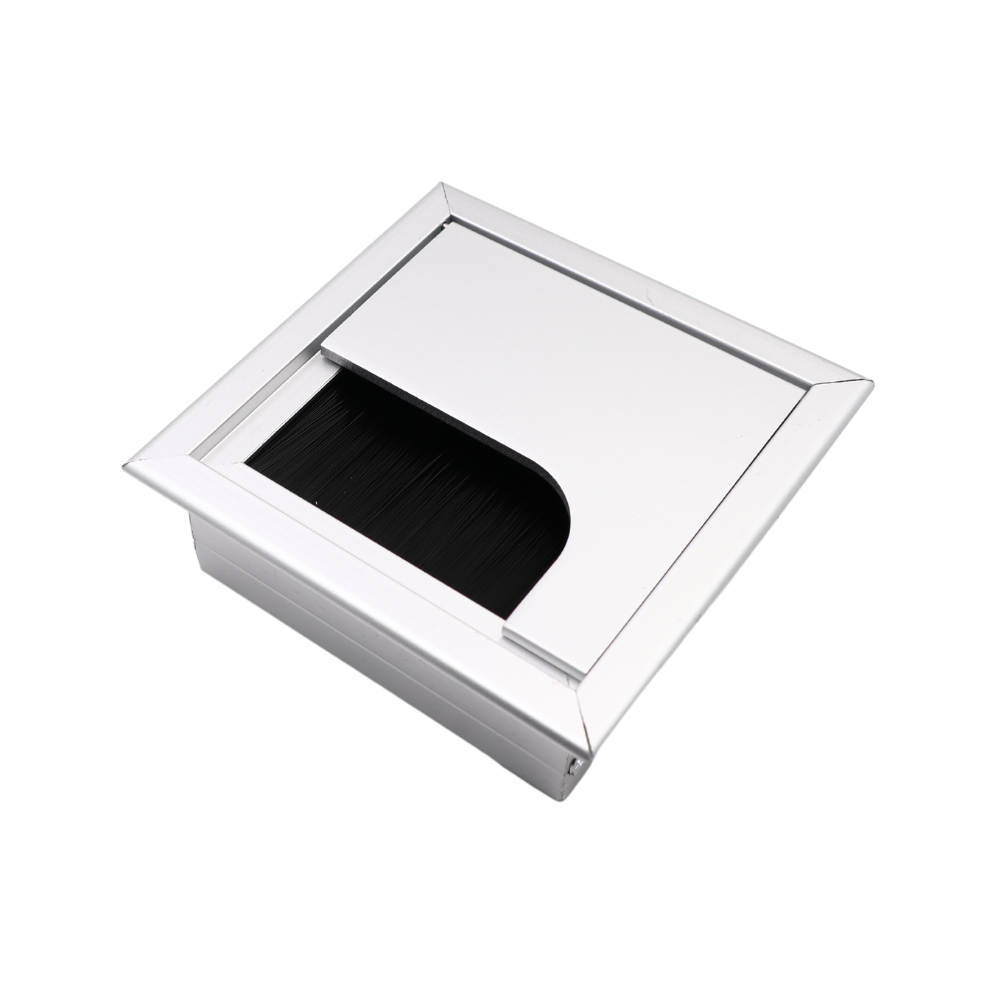 Square Aluminum Cable Grommet 80x80mm, Silver "Wave" – Furnica