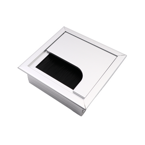 Square Aluminum Cable Grommet 80x80mm, Silver "Wave"