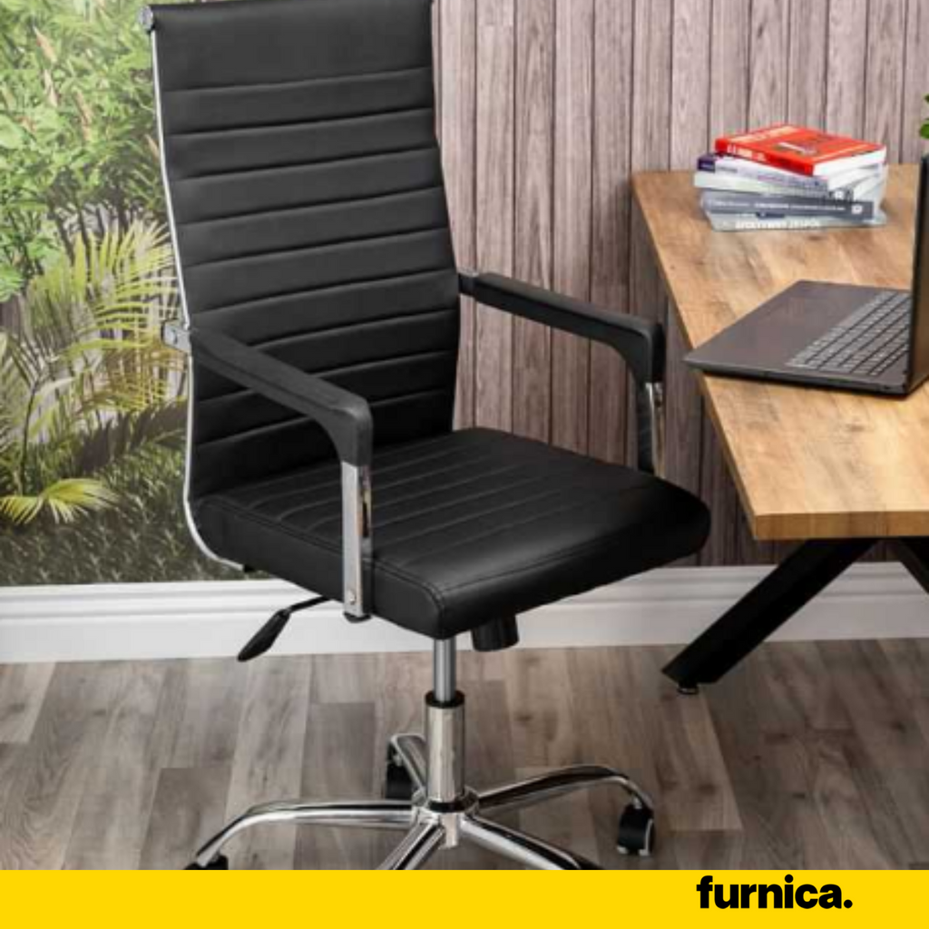 NICOLA - Office Chair Covered With High-Quality Eco Leather - Black  H115cm W64cm