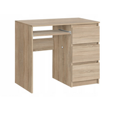 BRUNO- Computer Desk with 3 Drawers and Keyboard Tray H76cm W90cm D50cm Right - Sonoma Oak