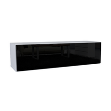NICOLE - TV Cabinet Unit with Wide Door H38cm W140cm D35cm - White / Black Gloss