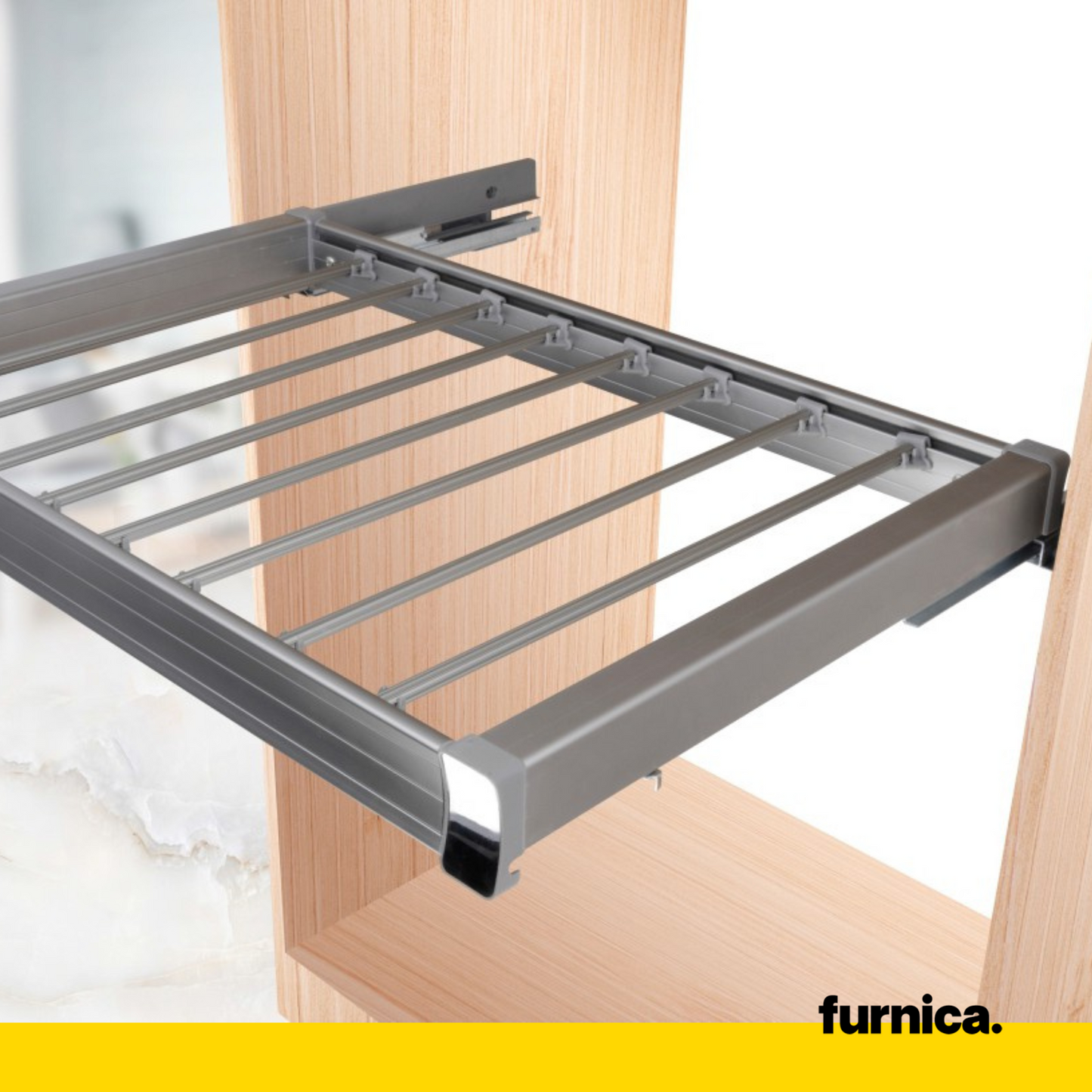 Pull Out Trouser Hanger for 60 cm Cabinet Soft-Close - Single Shelf - Grey