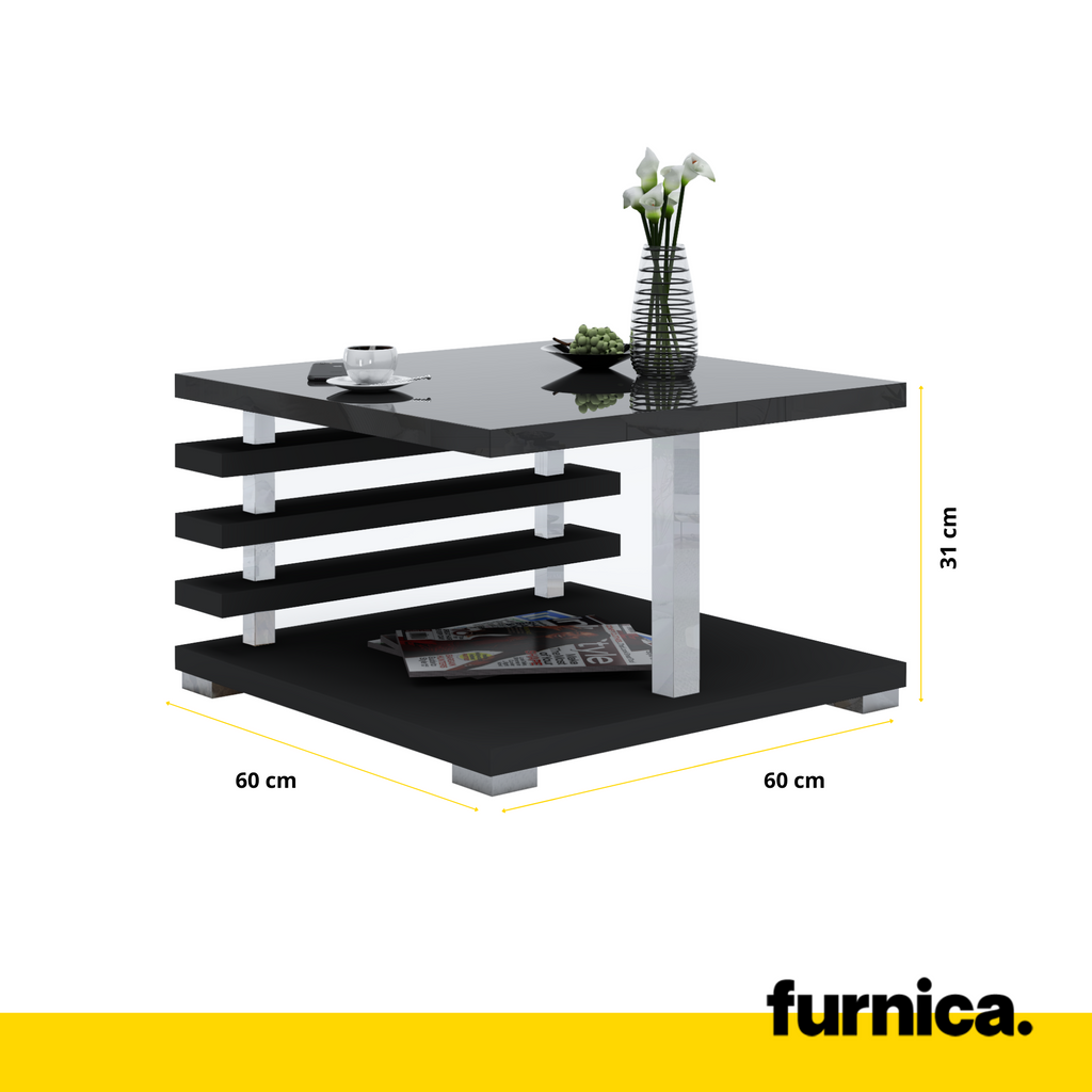 NICK - Modern Style Coffee Table H31cm W60cm D60cm  - Anthracite Gloss